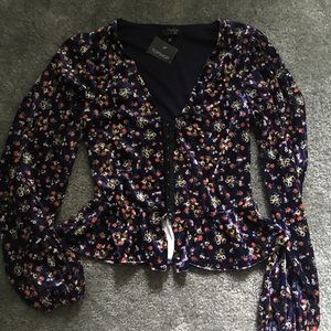 Topshop Velvet Floral Top